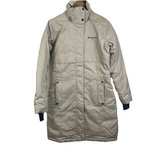COLUMBIA Apres Arson II Omni Heat Insulated Parka Jacket M Medium Beige Longline